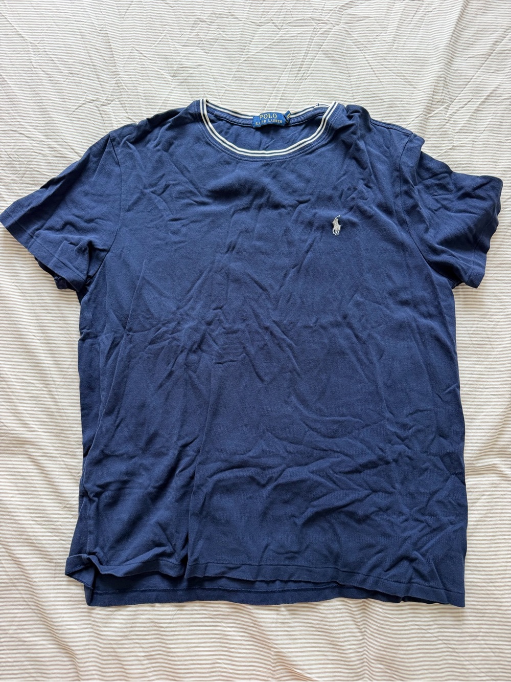 Ralph Lauren Navy Short-Sleeve Polo Tee with Contrast Neck Trim